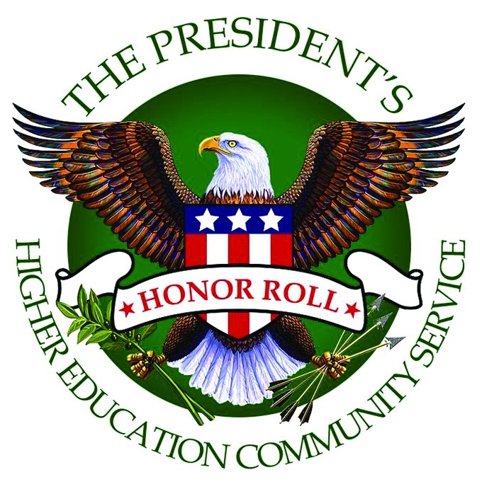 eagle logo with The President's Higher Education Community Service Honor Roll badge